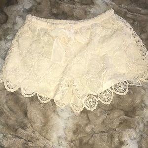 White Lace Shorts